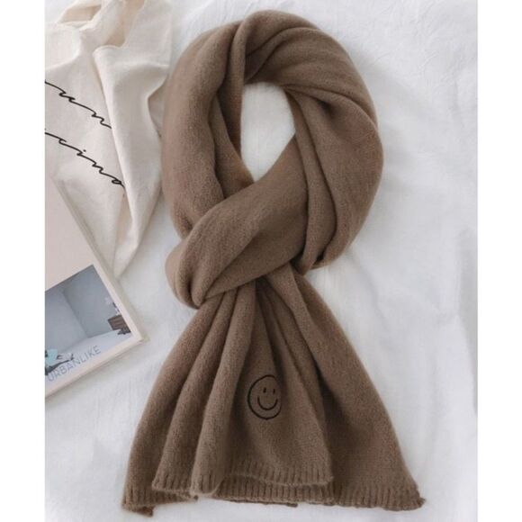 Smiley Face Scarf In Brown - Picture 1 of 2